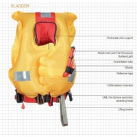 Genuine Premium Crewsaver Crewfit Junior (Child)150N Red Automatic with Crutch Strap, Chin Support, Harness Loop - Centre Metal Buckle Adjuster Lifejacket